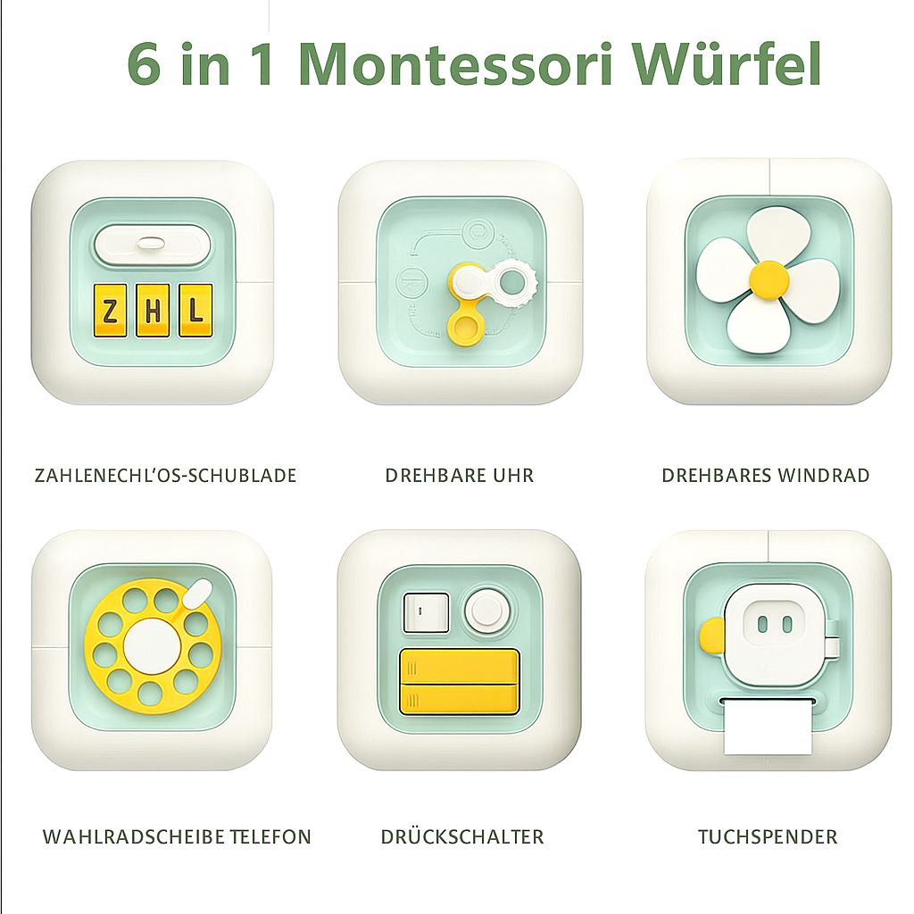 6-in-1 Montessori Busy Cube – Spielerisch die Welt entdecken!