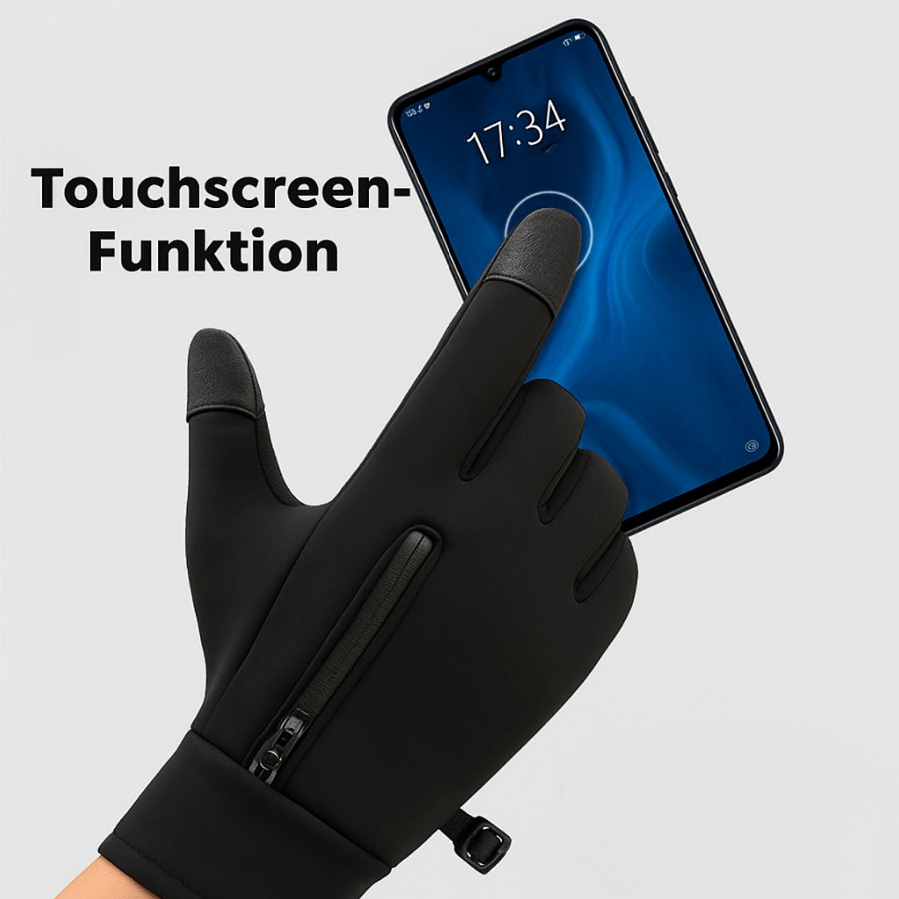 Thermo-Handschuhe mit Verstecktem Reißverschlussfach